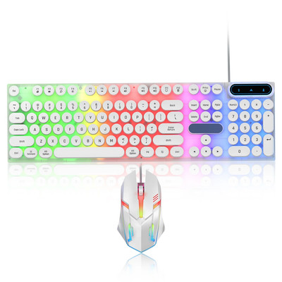 Gaming Keyboard and Mouse, Retro Punk LED Backlit Wired Computer Mouse and Keybo