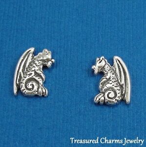 Animal Mythic Dragon Cute .925 Sterling Silver Fantasy High Polish Stud Earrings
