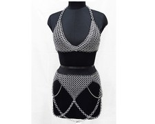 Medieval Chainmail Top and Skirt Aluminum Butted Ring Women's Festival Costume