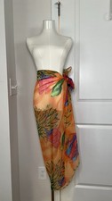 Sheer Orange Floral Scarf Wrap Swim Beach cov...