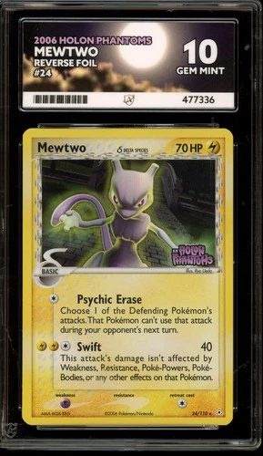 Pokemon Mewtwo EX Holon Phantoms Reverse Holo Rare #24 ACE 10 Gem Mint