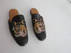 Gucci Men King tiger princetown horsebit leather mule shoe 6 Authentic