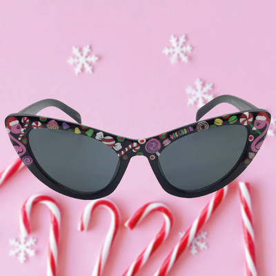 Christmas Flamingo Candy Cane Sunglasses, Festive Holiday Eyewear for Women
