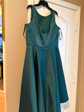 Alfred Sung Green Satin Sleeveless Bridesmaid Dress, Regular Size 16 D5697