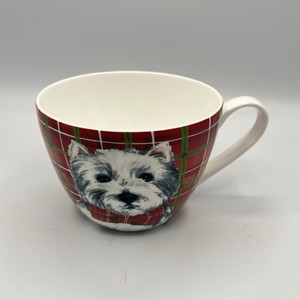 Portobello Designs Bone China Terrier Holiday Mug Plaid 16 Oz