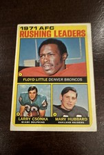 1972 Topps - AFC Leaders Larry Csonka, Floyd Little, Marv Hubbard #1 (RC)