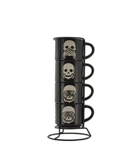 Brand new Set Of 4  Halloween Skeleton Espresso Stack Mug