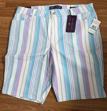 Gloria Vanderbilt Women's Bermuda Shorts Blue Stripe NWT MSRP 44