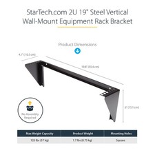 StarTech RK219WALLV 2U 19in Steel Vertical Wall Mount Equipment Rack Bracket NEW