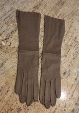 Vintage Womens Size S Brown Leather Formal 14.5" Long Gloves
