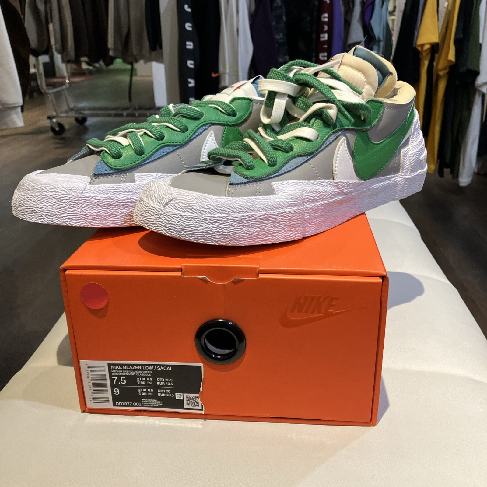 SACAI X NIKE Blazer uomo taglia 7 5 Nike Sacai x basso classico verde DD1877 001 pelle tela