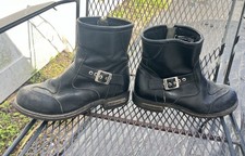 Xelement LU1494 Motorcycle Biker Boots Men Sz 9 M Black Leather Buckle Zip Ankle