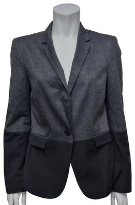 ZARA BASIC Damen Blazer Jacke grau geknöpft Langarm weich Smart UK L