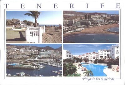 Teneriffa Playa de las Américas Mehransicht Postkarte Spanien 1990 verschickt