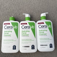 3x New CERAVE Hydrating Facial Cleanser Normal to Dry Skin 19 oz 1with No Cap