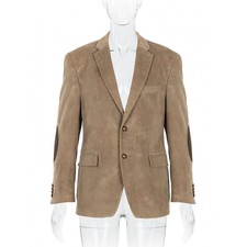 Lauren Ralph Lauren Corduroy Blazer 40S Tan Elbow Patches Paisley Lining Macy's