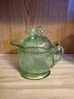 Vintage Westmoreland Ice Green Glass Swan Cattail Creamer Pitcher with Lid READ