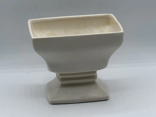 Vintage McCoy Pottery Ivory Matte Finish Rose Pattern Pedestal Planter #325