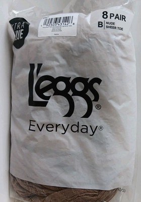 LEGGS Nude B Sheer Toe Everyday Regular Pantyhose 8 Pair Extra Value Pack