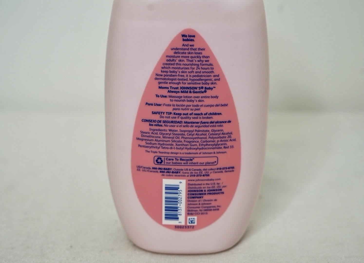 Johnson's Baby Lotion Pink Bottle 27oz Discontinued Nourishes 24 Hours NOS