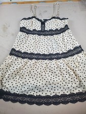 Express Spaghetti Strap Polka Dot Dress – Lace Trim – Size L – 27” Length