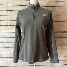 The North Face Women's 1/4 Zip Fleece Mock Neck Gray Pullover Sweatshirt Small