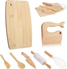 7 Pieces Wooden Kids Knife Toddler Knife Set Toddler Cutting Board And Knife Set
