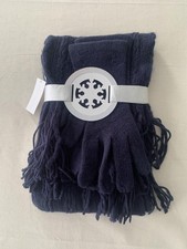 New York & Company Scarf Gloves Set Womens One Size Blue Cable Knit Winter