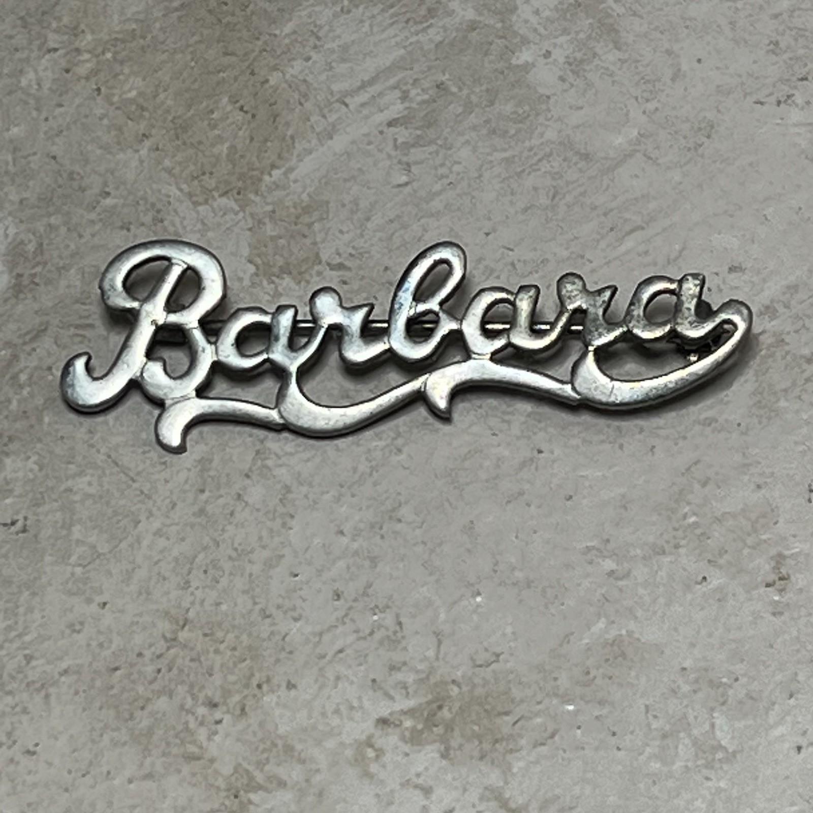 Vintage Barbara Cursive Script Name Brooch Rare - image 1