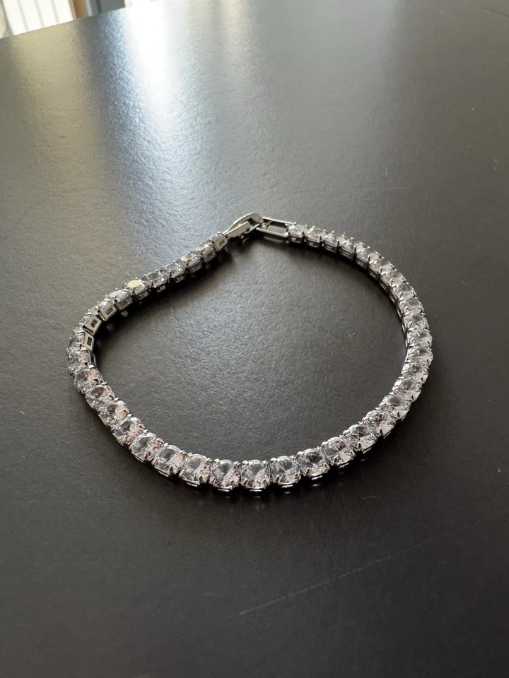 BRACCIALE TENNIS COLOR ARGENTO, BRACCIALETTO UOMO/DONNA 2.5/3/4/5MM 17/18/19CM - Immagine 2 di 3