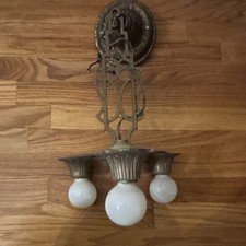Art Nouveau Antique Bronze Metal Chandelier 3...