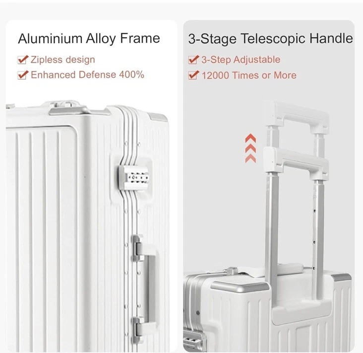 20” Carry-on Zipperless Luggage, TSA Approved Aluminum, Front Pocket VenderVault - Image 3 of 4