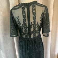 Bella Ella Boutique Emerald Lace Dress SZ L Romantic Cotton Maxi Boho Whimsygoth