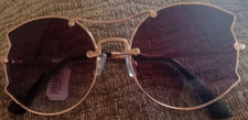 Super Cool Sunglasses W Cat Shaped Frames - Gold Tone - Brand New - Black Tint
