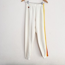 Aviator Nation 5 Stripe Cream Sweatpants Size XS