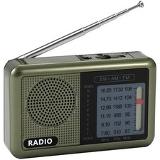 3 Band Mini Pocket Radio with Rechargeable Battery, Portable FM AM Green