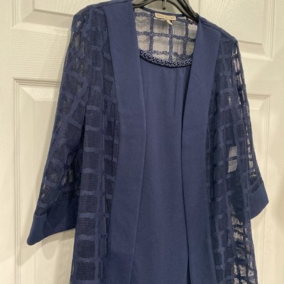 Ladies 12 Dress & Jacket Set-Navy Blue-Maya Brooke-2-Piece 28461 NWT