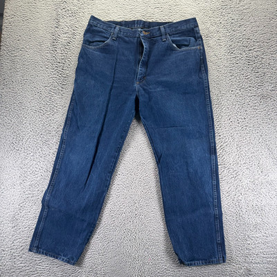 Rustler Jeans Men 38x30 Blue Cotton Denim Straight Leg Dark Wash Travel Workwear