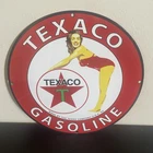 VINTAGE TEXACO LADY GASOLINE OIL PORCELAIN SIGN