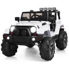Kids Ride On Truck Car w/ Remote Control MP3 Music LED Lights White