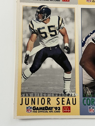 1993 McDonalds Edizione Limitata NFL GameDay Collector Cards Foglio C 3 di 3 Non Tagliato - Foto 8 di 10