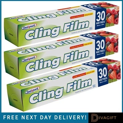 CLING FILM FOOD WRAP CLEAR PLASTIC SEAL KITCHEN CATERING SEALAPACK 30CM X 30M