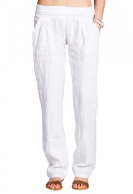 Caspar KHS020 leichte lange Damen Sommer Leinenhose Stoffhose mit Stretch Bund