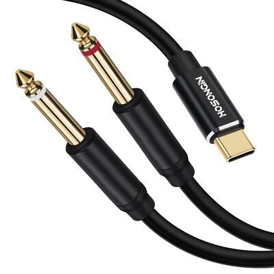 USB C to 1/4'' Audio Cable Type-C to Dual 6.35mm TS Splitter for iPhone MacBoo...