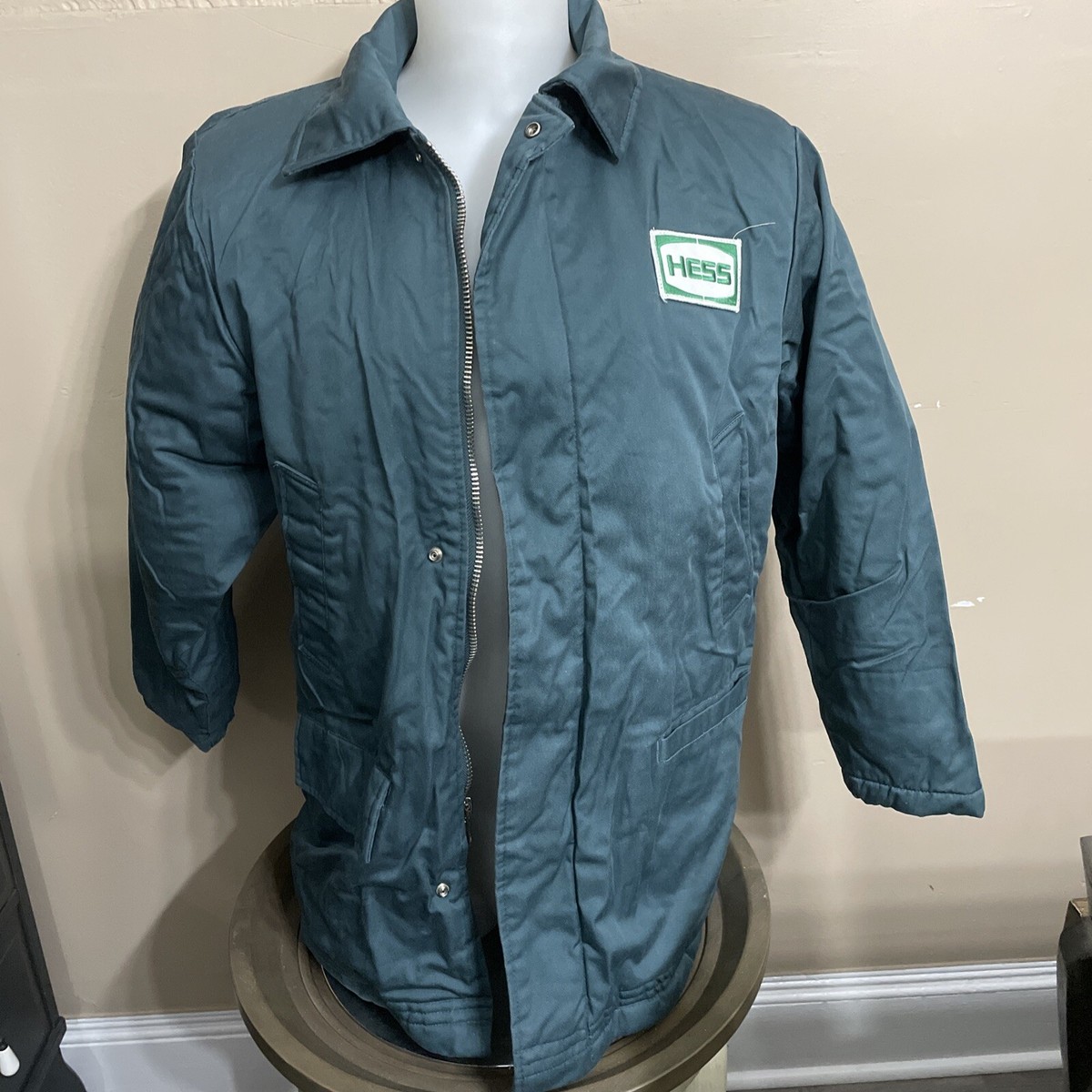 Vintage Hess Winter Green Jacket Gas Station Men's Medium | eBay