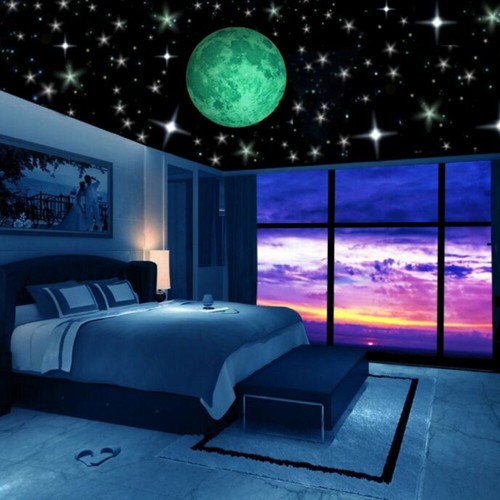 230 Stelle Luminose E 1 Luna Nel Buio Stella Adesivi Plastica Soffitto Parete Ca - Foto 2 di 12