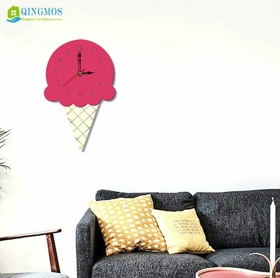 Ice Cream Wall Clock Acrylic Watch Decor Living Room Quartz Needle Moddrn Design - Image 4 of 4