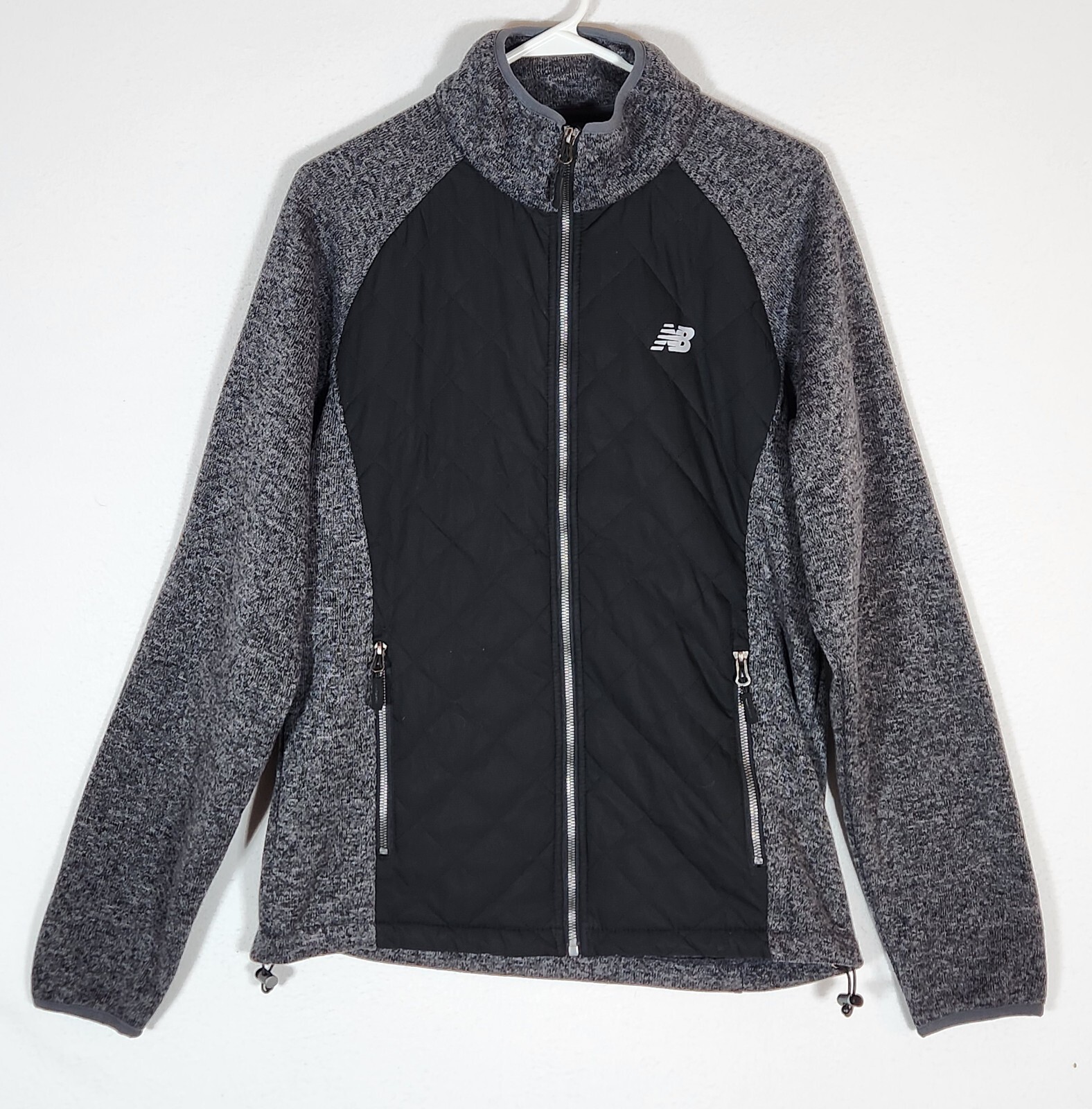 New Balance Jacket Puffer Fleece Women's Full Zip Up Black & Gray Size S Small