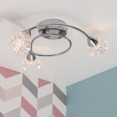 3 Wege Decken Leuchte Fassung Kristallschirme Wohnzimmer Chrom Unterputz Lampe Wirbel