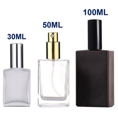 15ml -100ml Perfume Atomizer Square Flat Glass Spray Bottle